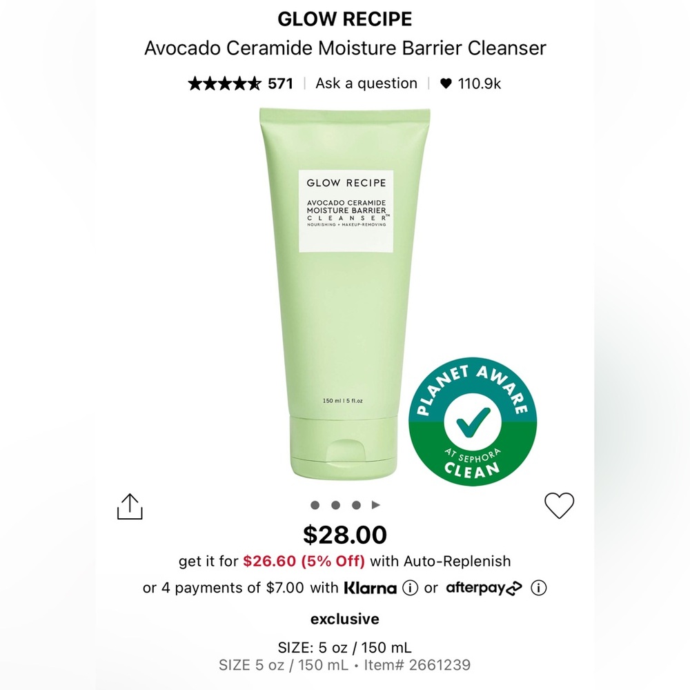 Glow Recipe Avocado Ceramide Moisture Barrier Cleanser | BNIB & Sealed 150 ml